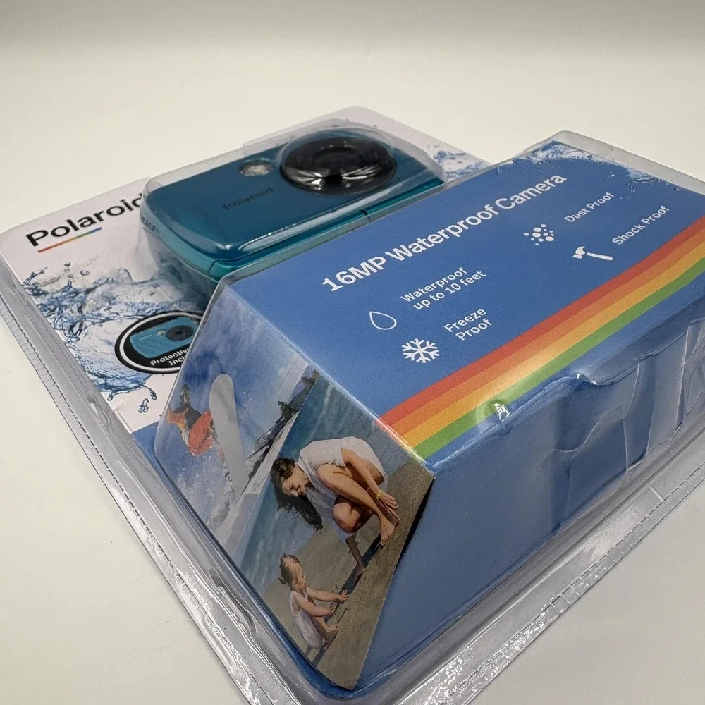 Polaroid IS049 Underwater Digital Camera 16MP Waterproof 4x Zoom Blue Teal‎ Case